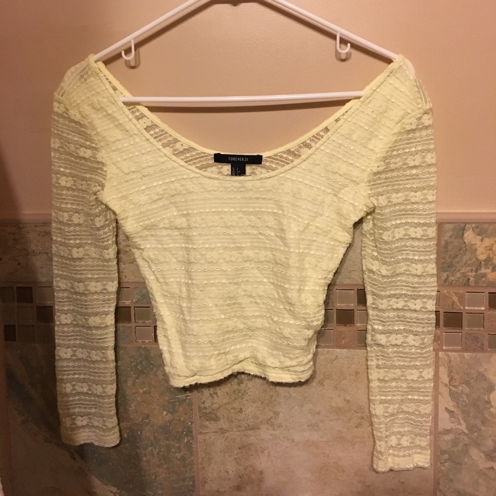 Yellow lace crop top